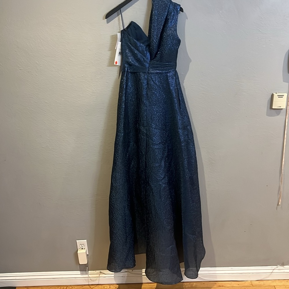 Theia Edith One-Shoulder High-Low Jacquard Gown - Picture 5 of 17